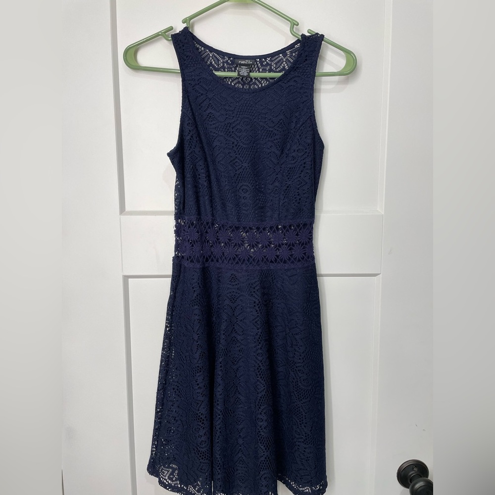 Rue 21 - Navy Lace Dress - See Through Waistline - Small